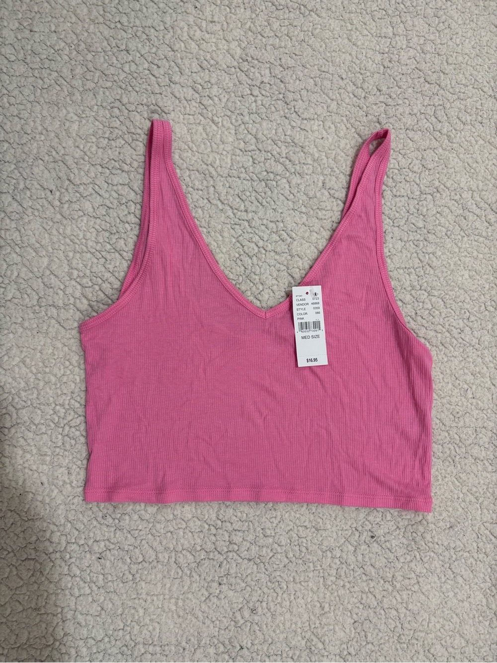 PacSun Pink Ribbed V-Neck Crop Tank Top